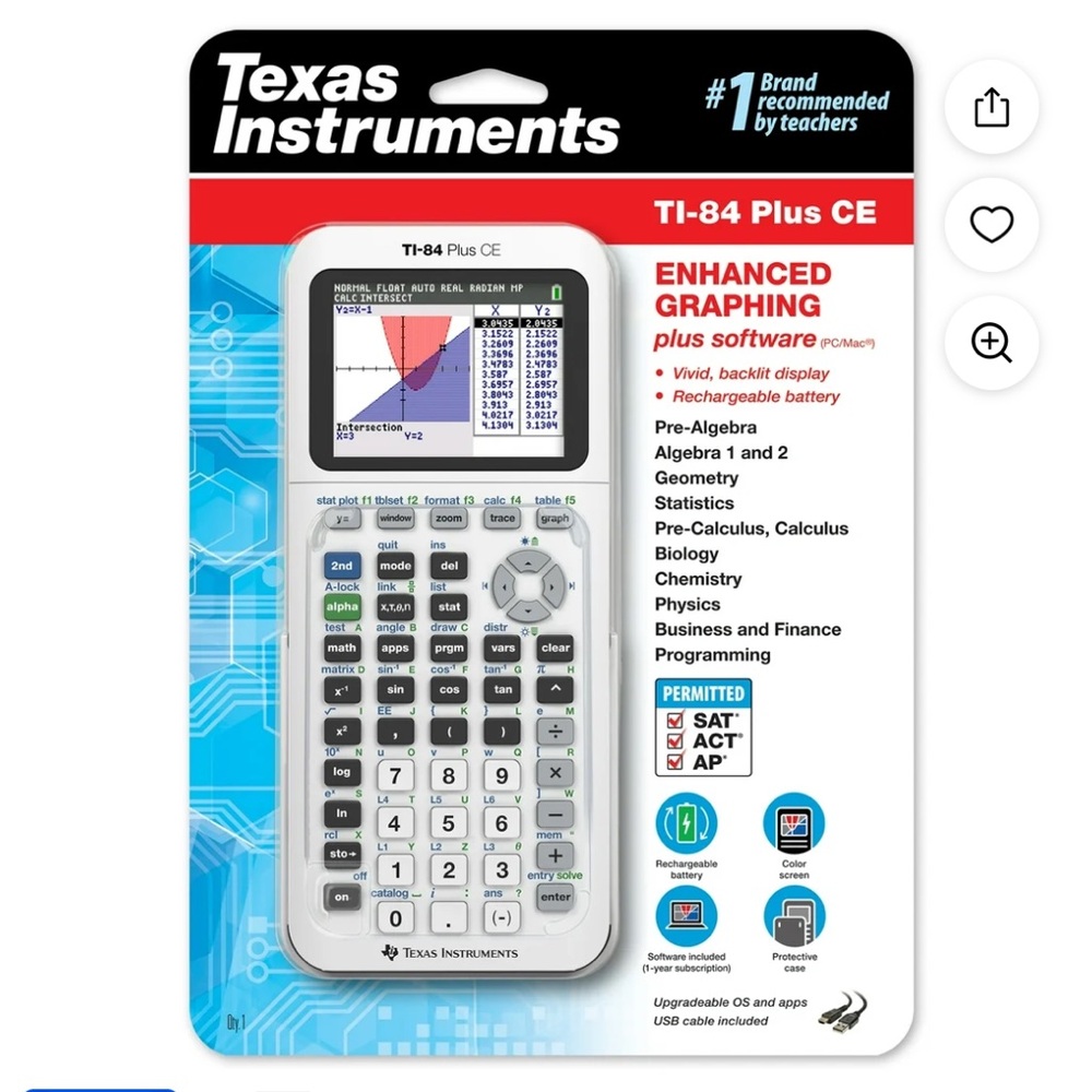 Texas Instruments TI-84 Plus CE in White and Black